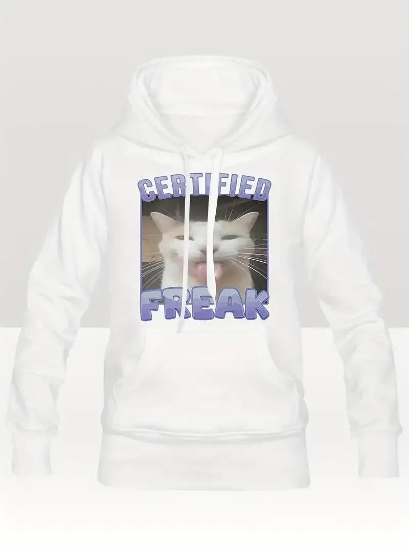 New high quality hoodies for men, funny cat print hoodies street fashion sportswear