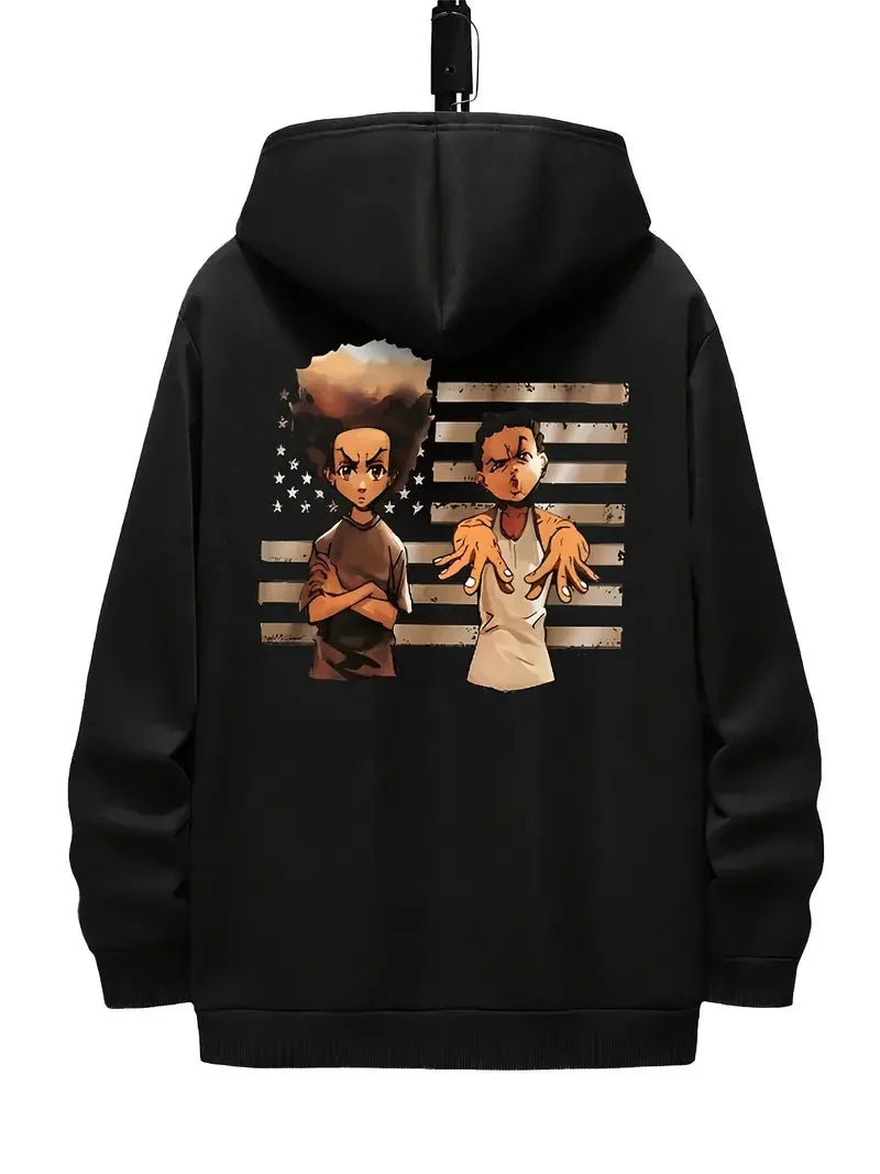 New high quality men's printed hoodie, cotton breathable men's cool trendy casual hoodie streetwear