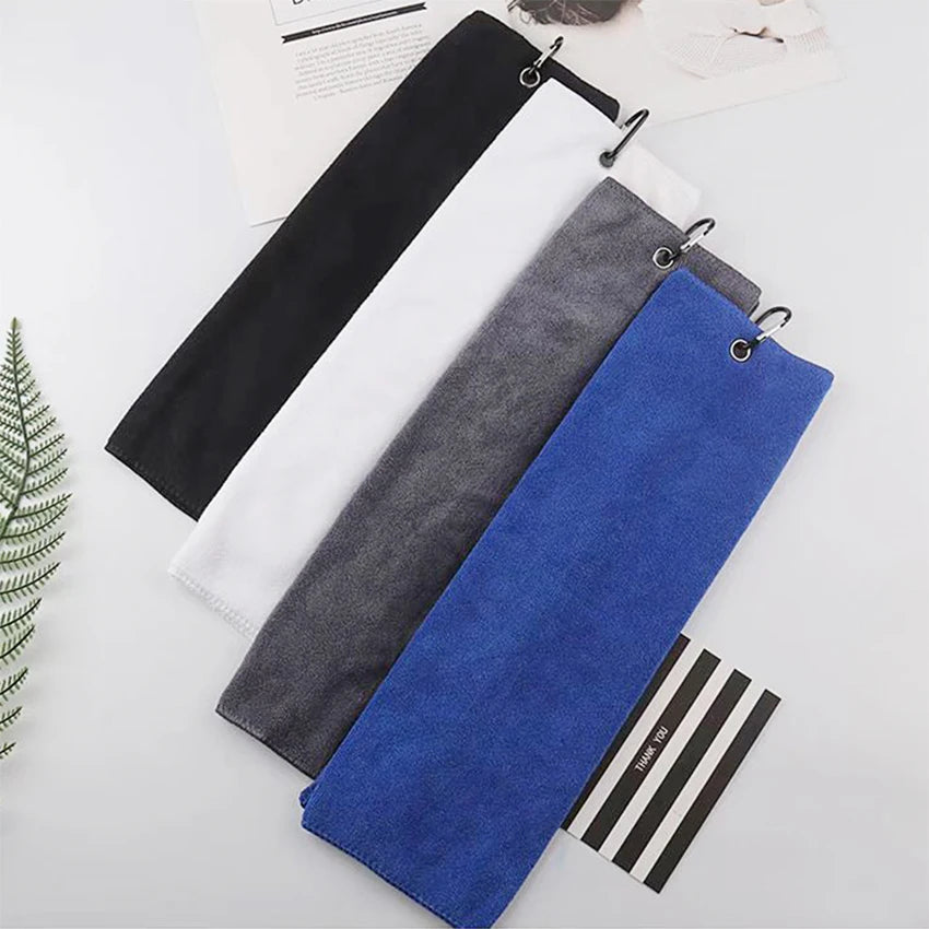 Golf Towel For Golf Bags with Clip Microfiber Golf TowelTri-fold Golf Towel Blue White Black And Gray Gift For Men Women