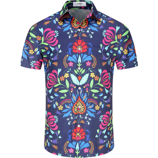 KYKU Mexico Shirt for Men Funny Beach Shirts Hawaiian Button Down Short Sleeve