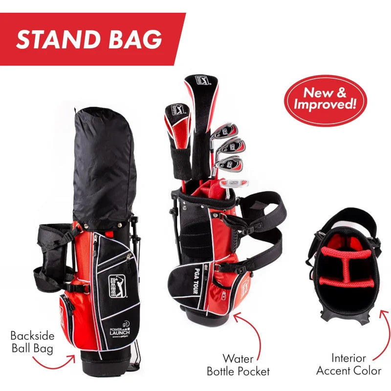 G1 Series Red Kids Golf Club s and for Heights 4'1"-4'8" | Com b Set w/ f Driver, Putter & Gol