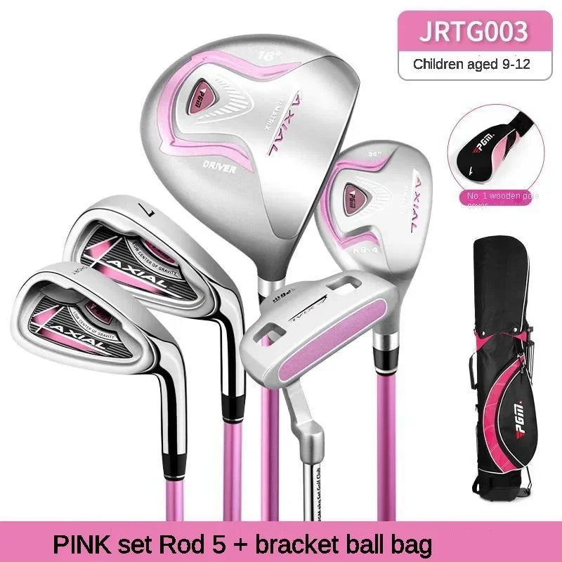 PGM Kids Golf Clubs Set Boys Girls Beginner's Golf Training Wood Iron Swing Putter with Bag Children 3-12 Years Old JRTG003