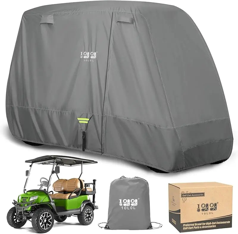 AQ10L0L Heavy Duty Golf Cart Cover for 2/4 Passengers EZGO,Club Car and Yamaha,All Weather Outdoor Protection Weatherproof