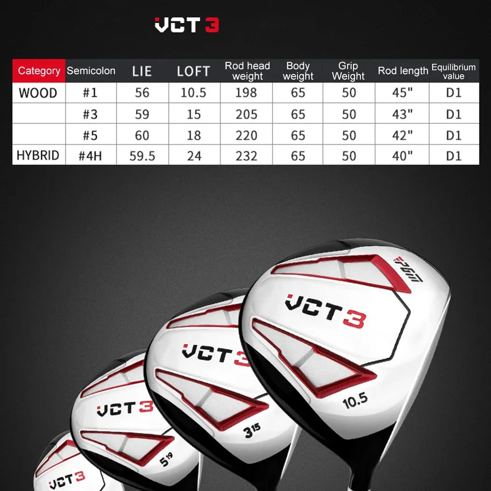 PGM-Complete Full Golf Club Set for Men,Club,Right Hand,Complete Beginner's Training,Golf Rod,9,12 Branch,VCT3 Generation,MTG031