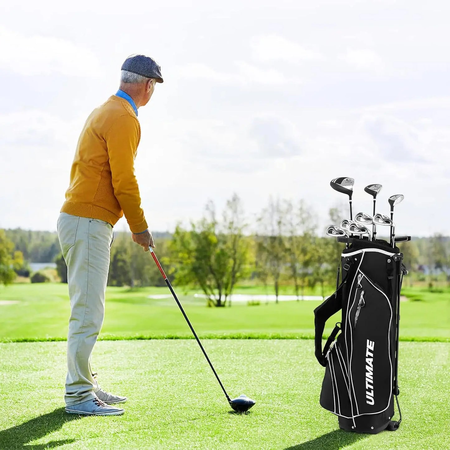 Tangkula 9/10 Pieces Men's Complete Golf Clubs Set Right Hand
