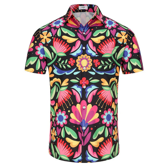 KYKU Mexico Shirt for Men Funny Beach Shirts Hawaiian Button Down Short Sleeve