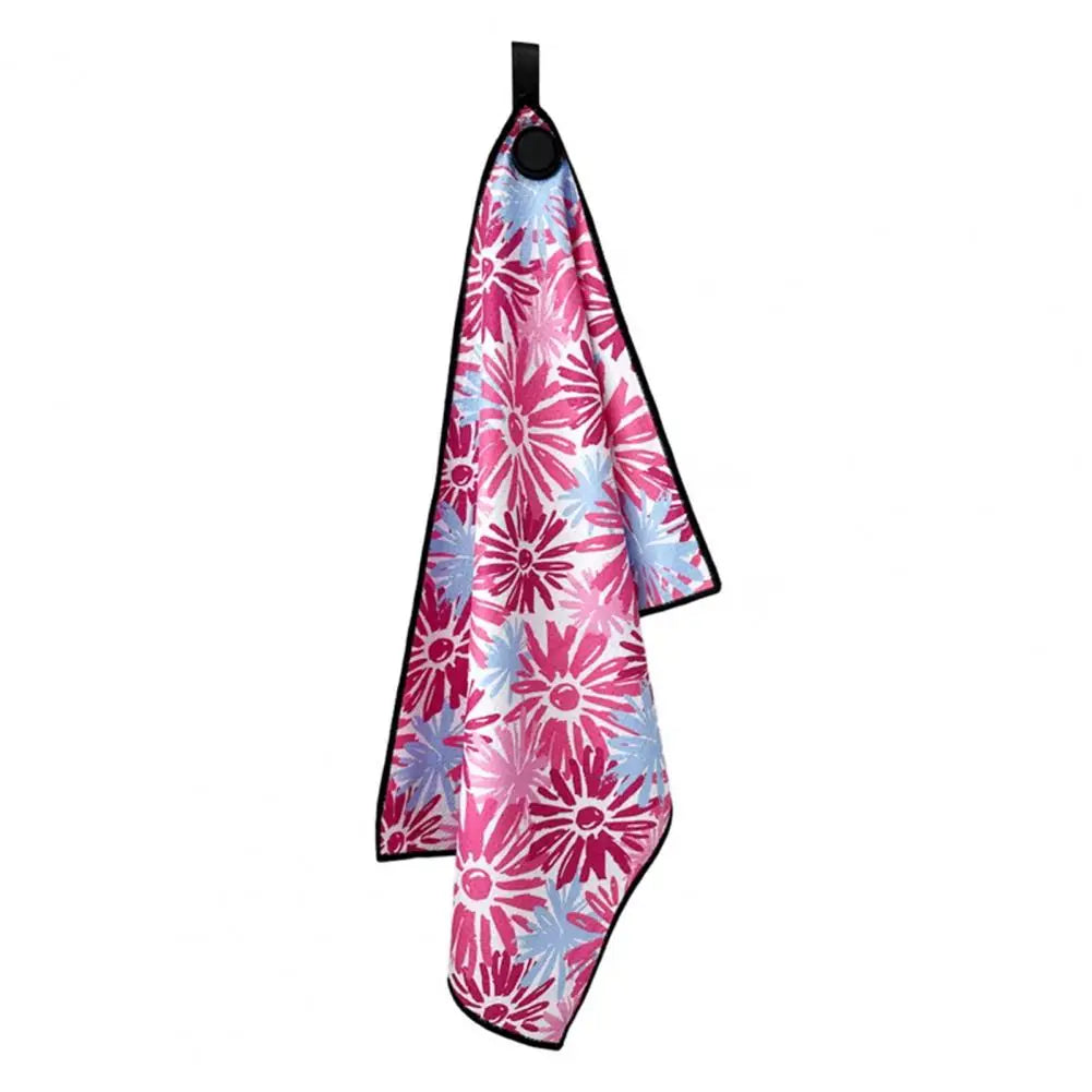 Golf Towel Magnetic Microfiber Waffle Golf Bag Towel Printed Golf Ball Cleaner Wet and Dry Dual Cleaning Towel 골프용품 악세사리