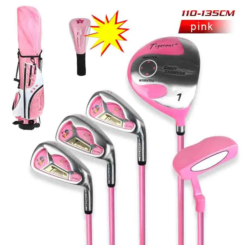 Singelila New Iron Golf Club Kids Complete Golf Club Set 3-12 Year Old Girls Boys Teen Par 5 Golf Bag Birthday Gift Iron Set