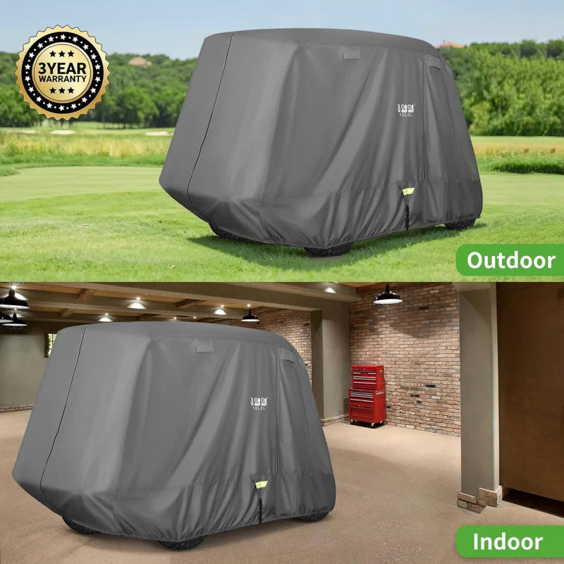 AQ10L0L Heavy Duty Golf Cart Cover for 2/4 Passengers EZGO,Club Car and Yamaha,All Weather Outdoor Protection Weatherproof