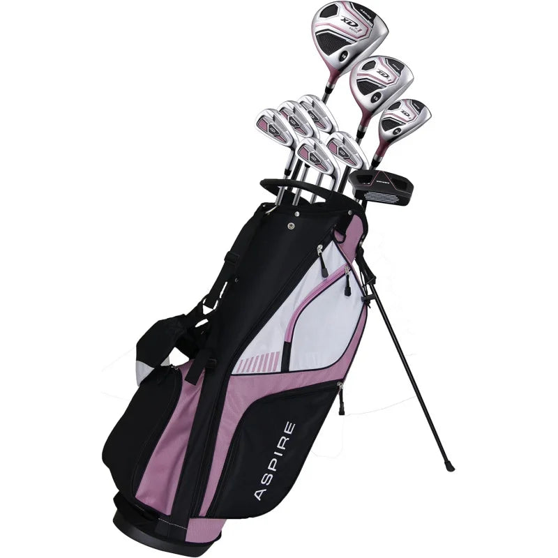 XD1 Ladies Womens Complete Right Handed Golf Clubs Set Includes Titanium Driver, S.S. Fairway, S.S. Hybrid, S.S. 6-PW Irons, Put
