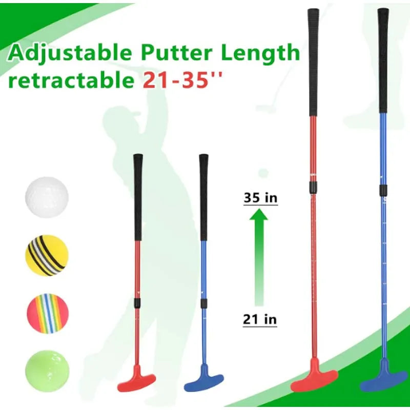 Golf Pong Putting Game Indoor Putting Green 10.1 Ft Golf Putting Game Set with 2 Putters, 8 Golf Balls, Putting Mat Practice