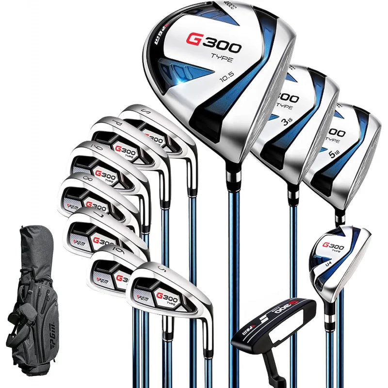 Men's G300 Type Complete Golf Club Set - Titanium #1 Driver, Stainless Steel Irons, High Forgiveness Putter, with Stand Bag