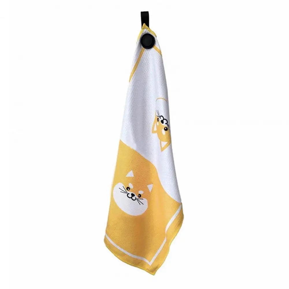 Golf Towel Magnetic Microfiber Waffle Golf Bag Towel Printed Golf Ball Cleaner Wet and Dry Dual Cleaning Towel 골프용품 악세사리