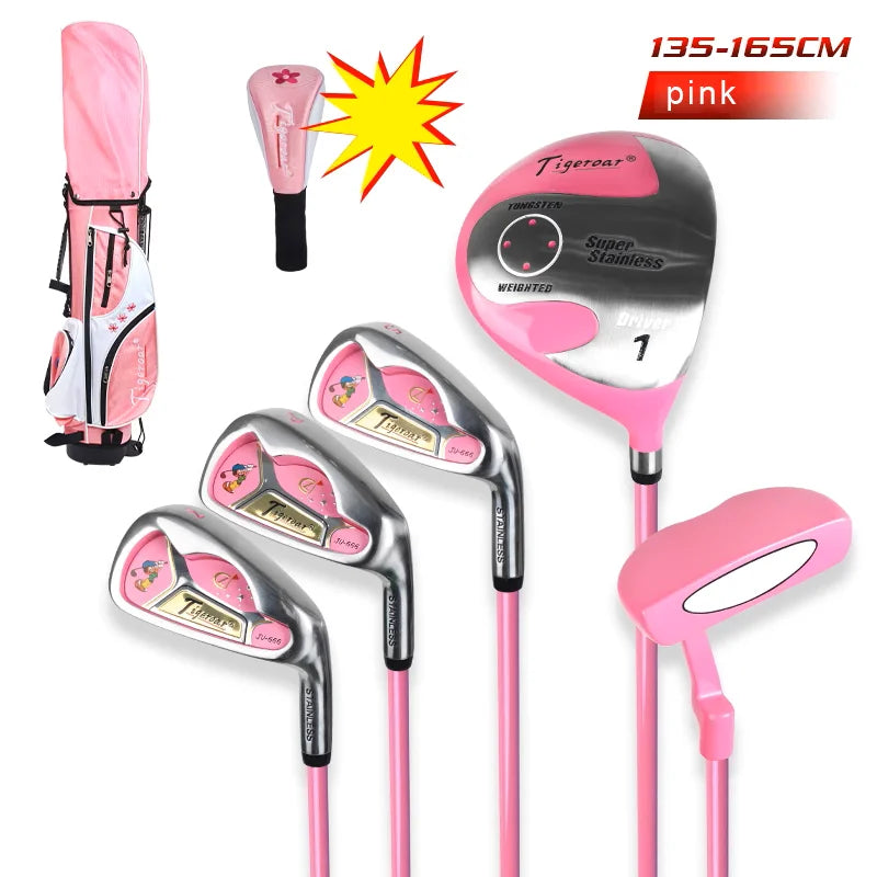 Singelila New Iron Golf Club Kids Complete Golf Club Set 3-12 Year Old Girls Boys Teen Par 5 Golf Bag Birthday Gift Iron Set