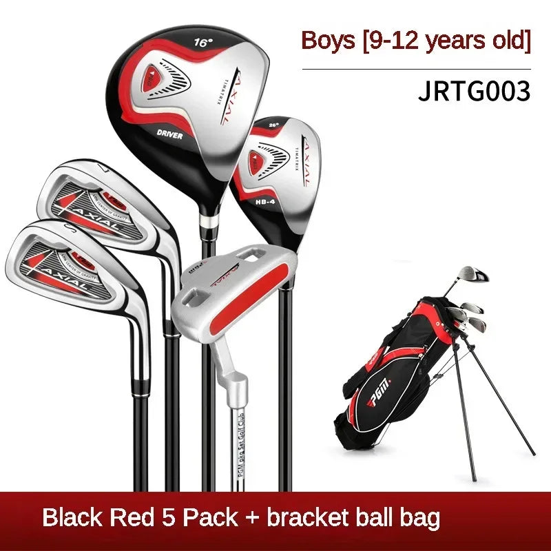 PGM Kids Golf Clubs Set Boys Girls Beginner's Golf Training Wood Iron Swing Putter with Bag Children 3-12 Years Old JRTG003