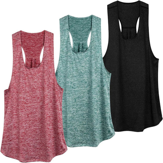 VEQKING Women Workout Tank Tops Loose Fit Racerback Muscle Tanks Sleeveless Shirts Pack for Yoga Running Exercise Gym