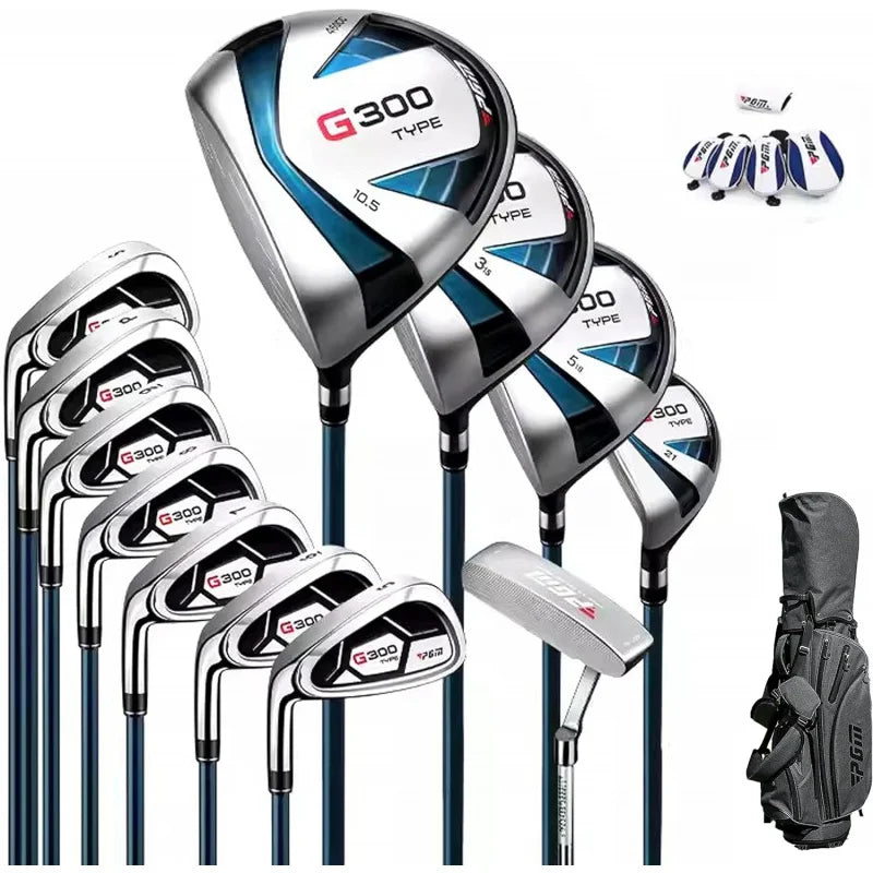 Men's G300 Type Complete Golf Club Set - Titanium #1 Driver, Stainless Steel Irons, High Forgiveness Putter, with Stand Bag