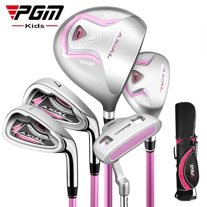 PGM Kids Golf Clubs Set Boys Girls Beginner's Golf Training Wood Iron Swing Putter with Bag Children 3-12 Years Old JRTG003