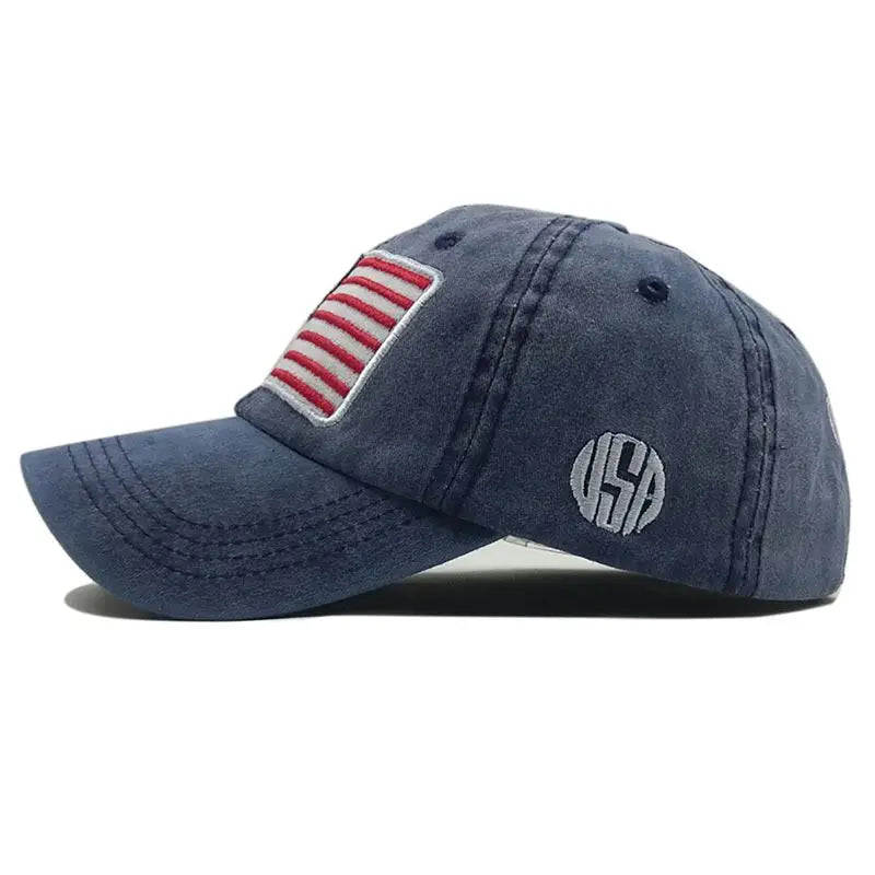 Women Baseball Cap Summer Denim Hats Men Spring USA Letter Flag Embroidery Baseball Hats Cotton Outdoor Vintage Visor Casual Cap