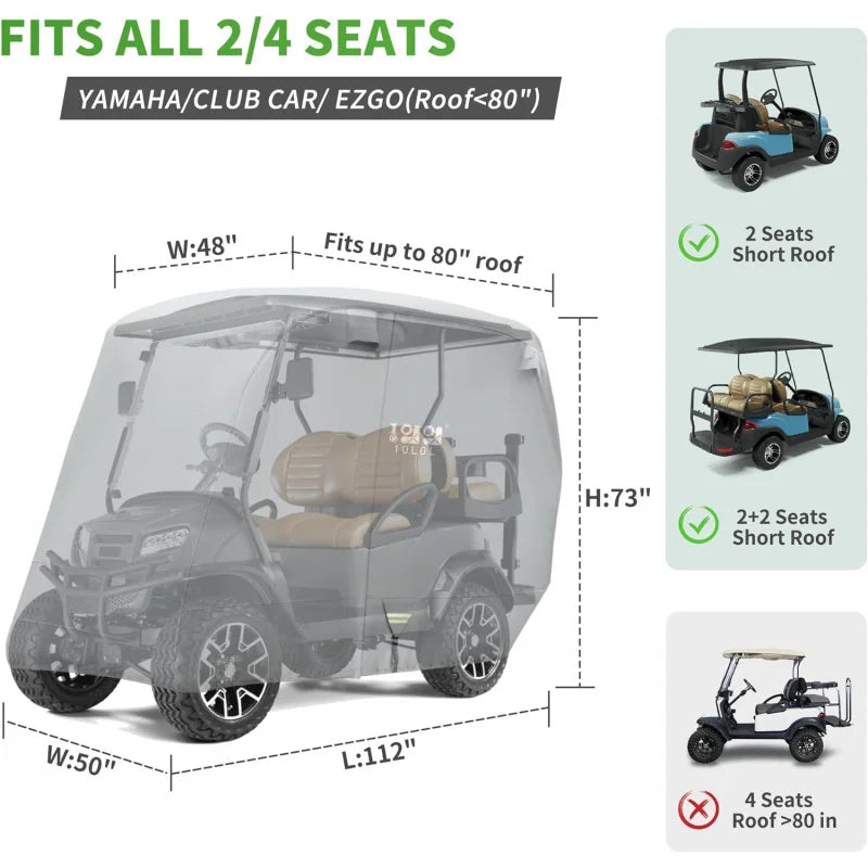AQ10L0L Heavy Duty Golf Cart Cover for 2/4 Passengers EZGO,Club Car and Yamaha,All Weather Outdoor Protection Weatherproof