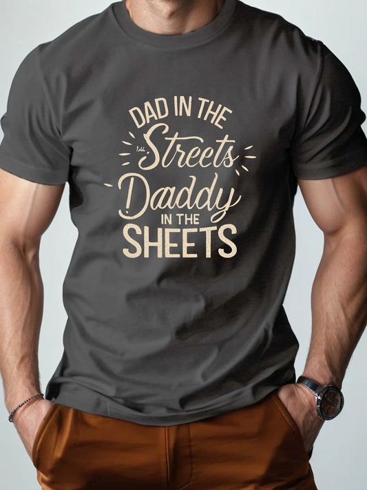 Classic Crew Neck Pure Cotton Comfort Fit Mens T-Shirt - Soft, Breathable, Regular Fit, All-Season Wear - Vintage Text Print, Sl