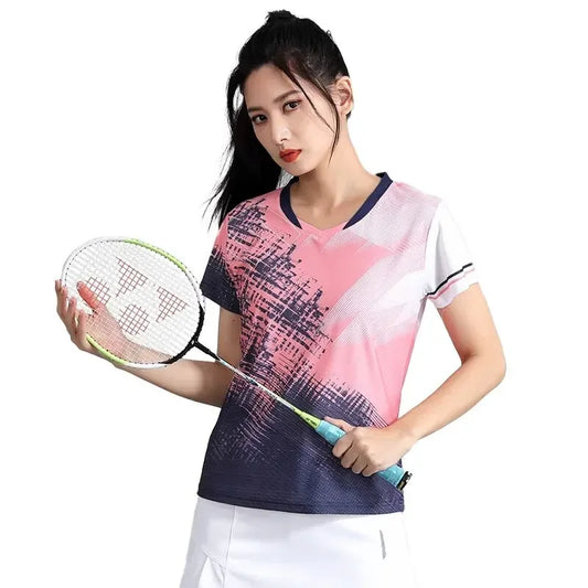 2023 Women Short Sleeve Badminton Shirt Clothing Table Tennis Badminton Clothes Training Ping Pong Quick Dry Shirts Golf