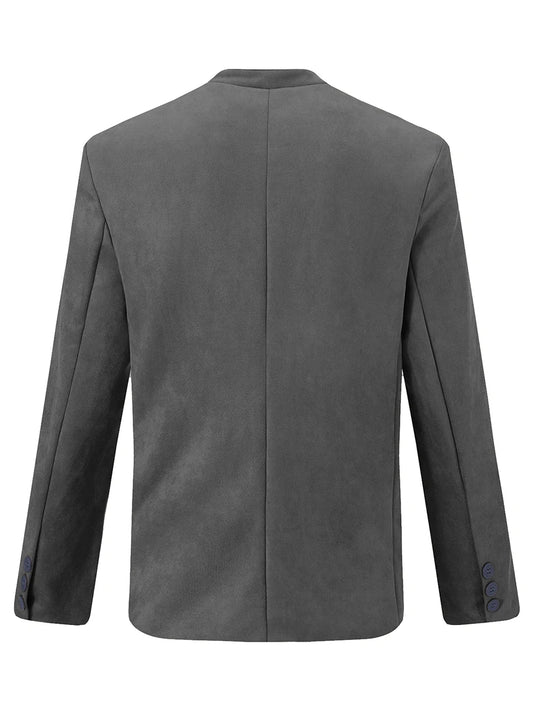 Men s Vintage Stand Collar Long Sleeve Button Closure Solid Business Blazer Jacket Casual Coat Classic Outwear