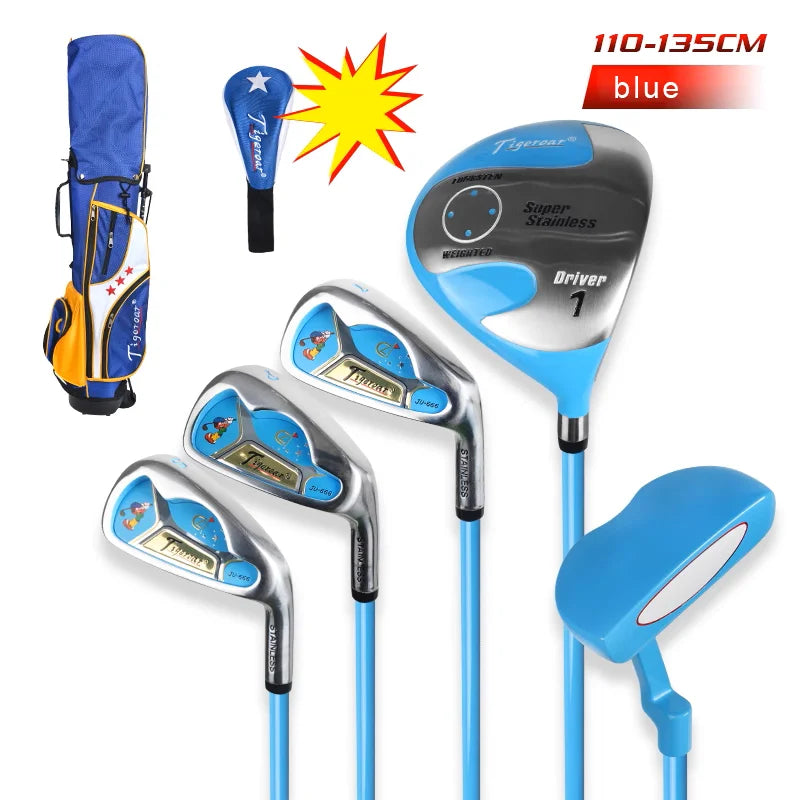 Singelila New Iron Golf Club Kids Complete Golf Club Set 3-12 Year Old Girls Boys Teen Par 5 Golf Bag Birthday Gift Iron Set
