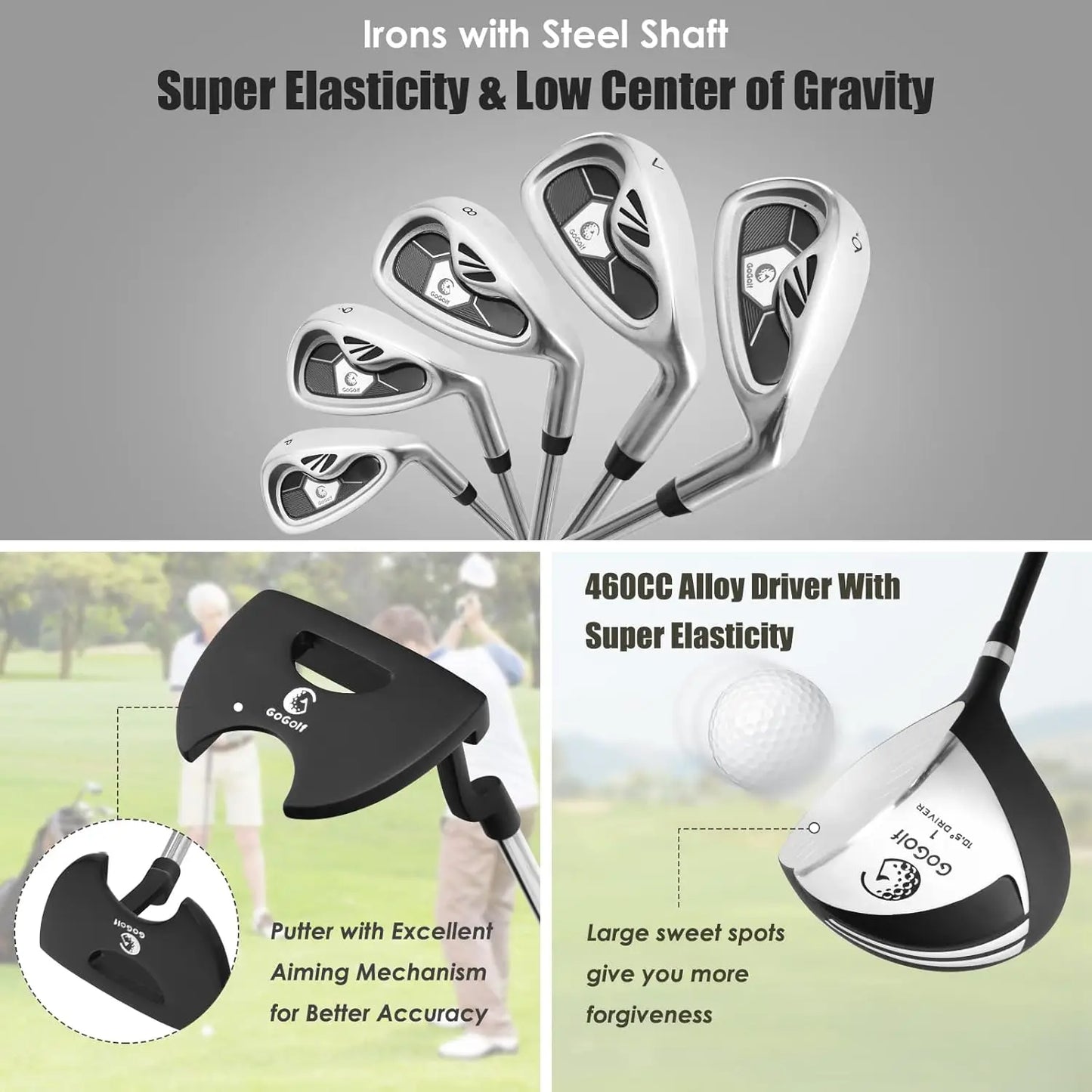 Tangkula 9/10 Pieces Men's Complete Golf Clubs Set Right Hand