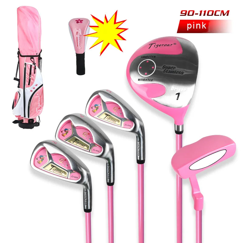 Singelila New Iron Golf Club Kids Complete Golf Club Set 3-12 Year Old Girls Boys Teen Par 5 Golf Bag Birthday Gift Iron Set