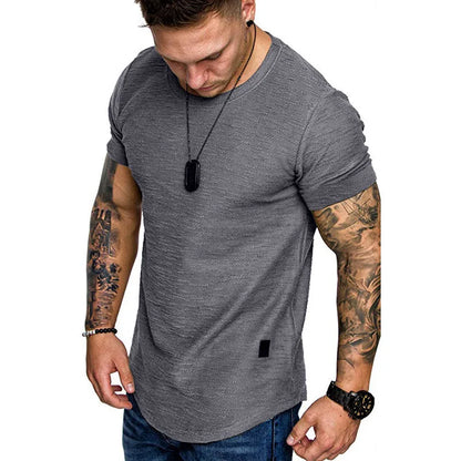 Men's Casual Fashion Solid o Neck t-Shirt Summer Bodybuilding Sports Running t-Shirt Fitness Short-Sleeve Crossfit Exercise Top