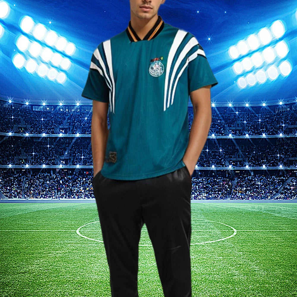 Men Women Sport Short Sleeve Sport 1996 Football Short Sleeve Shirts V-Neck Personalized Football Shirts Slim Fit Vintage