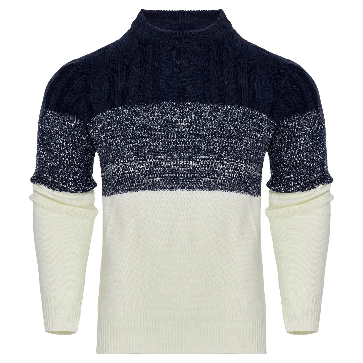 Autumn Casual Color Block Long Sleeve Cable Knit Pullover Fashion Patchwork Color Chemise Casual Tops Oveersized mens clothing