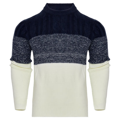 Autumn Casual Color Block Long Sleeve Cable Knit Pullover Fashion Patchwork Color Chemise Casual Tops Oveersized mens clothing