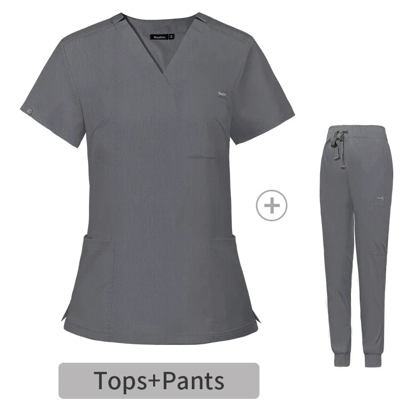 Multicolor Scrubs Uniform Short Sleeve Tops+Pants Nursing Uniform Women Pet Shop Doctor Scrub Medical Surgery Workwear Scrub Set