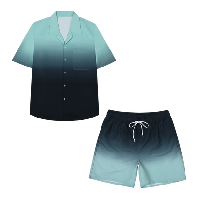 2pcs Men's Casual Summer Outfits, Color Block Short Sleeve T-Shirt & Drawstring Shorts Set, Beach Sports Exercise  Short Clothin