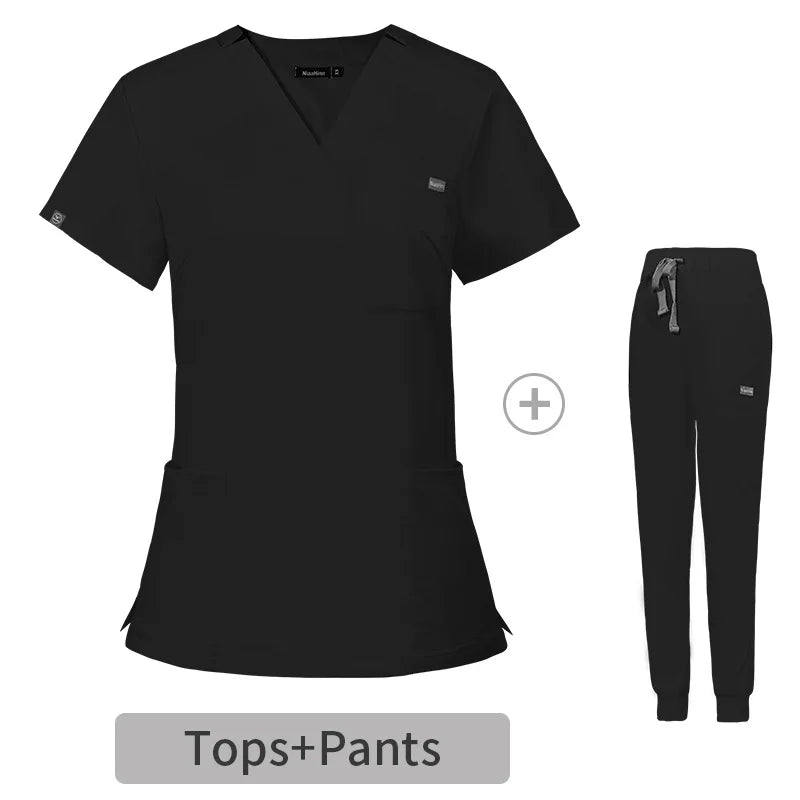 Multicolor Scrubs Uniform Short Sleeve Tops+Pants Nursing Uniform Women Pet Shop Doctor Scrub Medical Surgery Workwear Scrub Set