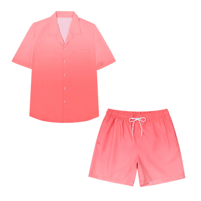 2pcs Men's Casual Summer Outfits, Color Block Short Sleeve T-Shirt & Drawstring Shorts Set, Beach Sports Exercise  Short Clothin