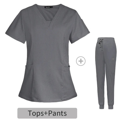 Multicolor Scrubs Uniform Short Sleeve Tops+Pants Nursing Uniform Women Pet Shop Doctor Scrub Medical Surgery Workwear Scrub Set